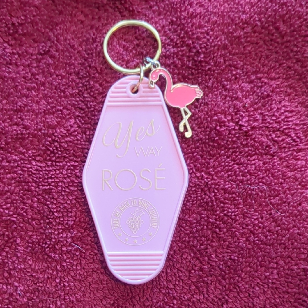 Pink Keychain with Flamingo Charm